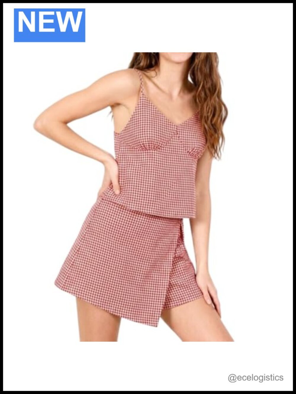 100% Linen Cami Top & Short Skirt Set V Neck Adjustable Straps